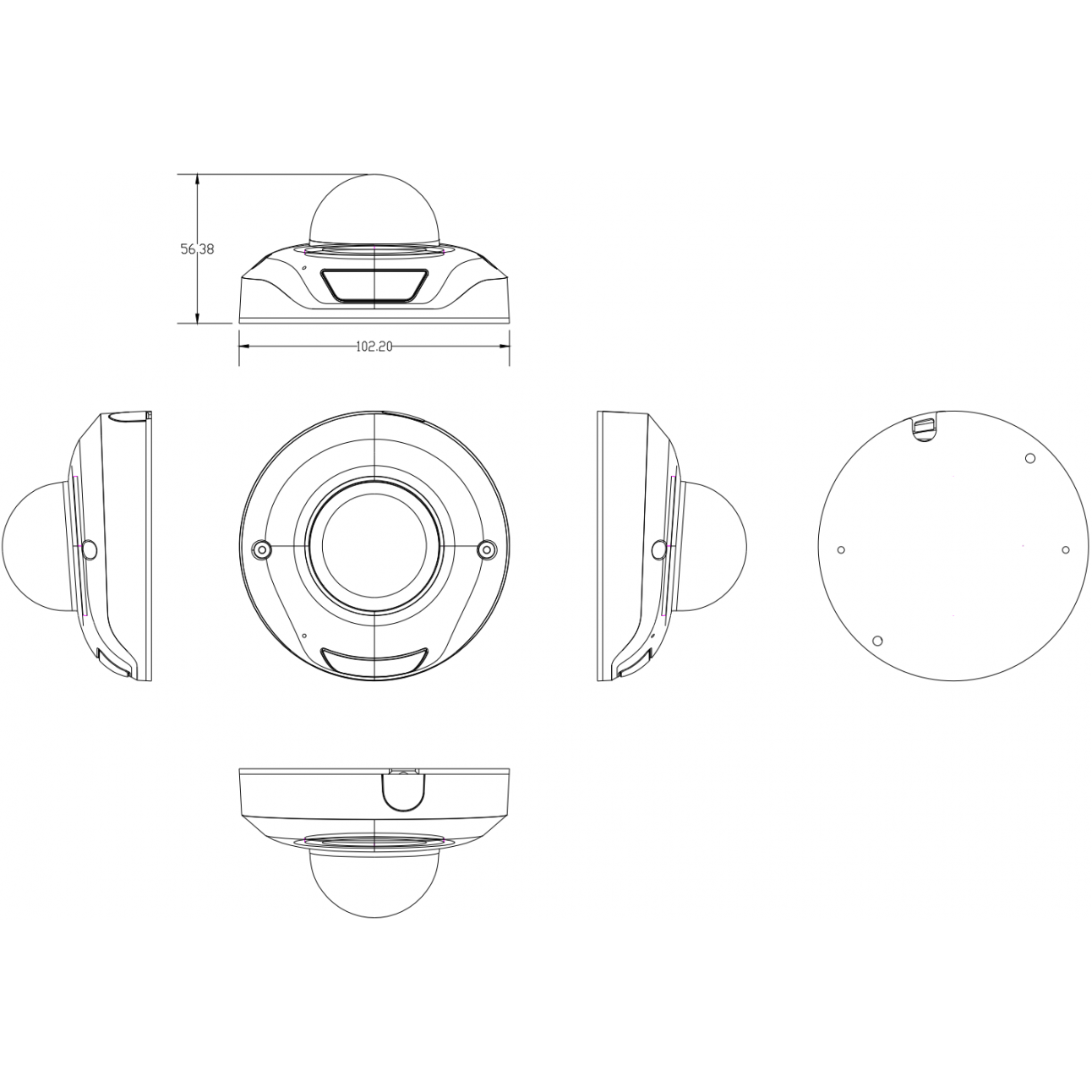 IP камера OMNY BASE miniDome4A-WD миникупольная 4Мп (2592x1520) 18к/с,  1.7мм, F2.0, 802.3af A/B, 12±1В DC, ИК до 15м, встр. микр, WDR 120dB
