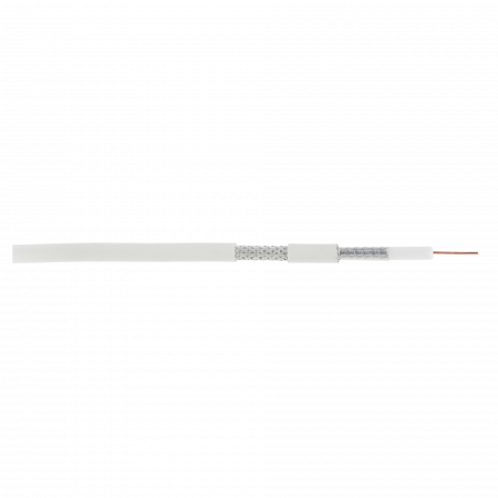 Кабель NETLAN коаксиальный, RG-6 (75 Ом), одножильный, CCS (омедненная сталь), внутренний, PVC нг(A), белый, 305м