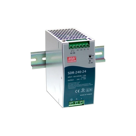 SDR-240-24 Мощный блок питания на DIN-рейку, 24В, 10А, 240Вт Mean Well