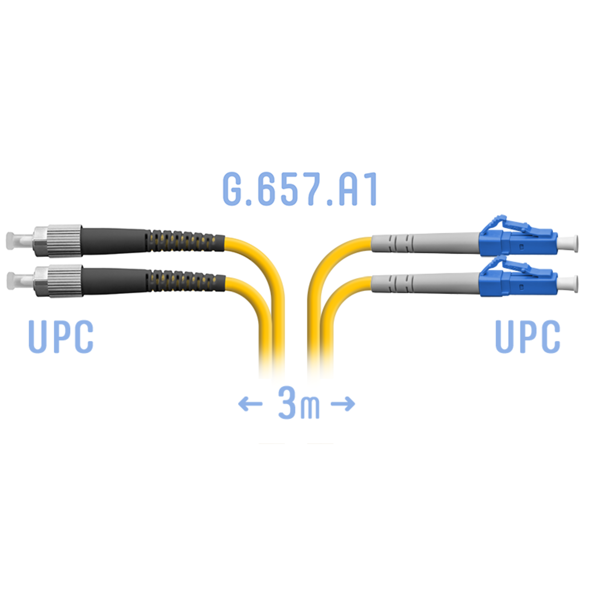 Патчкорд оптический LC/UPC-FC/UPC SM G.657.A1 Duplex 3 метра