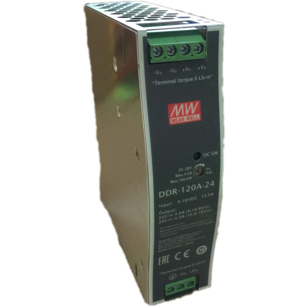 DDR-120A-24 Преобразователь: DC/DC; 120Вт; Uвх:9 - 18 В; Uвых:24В DC; Iвых:4,2 А, Mean Well