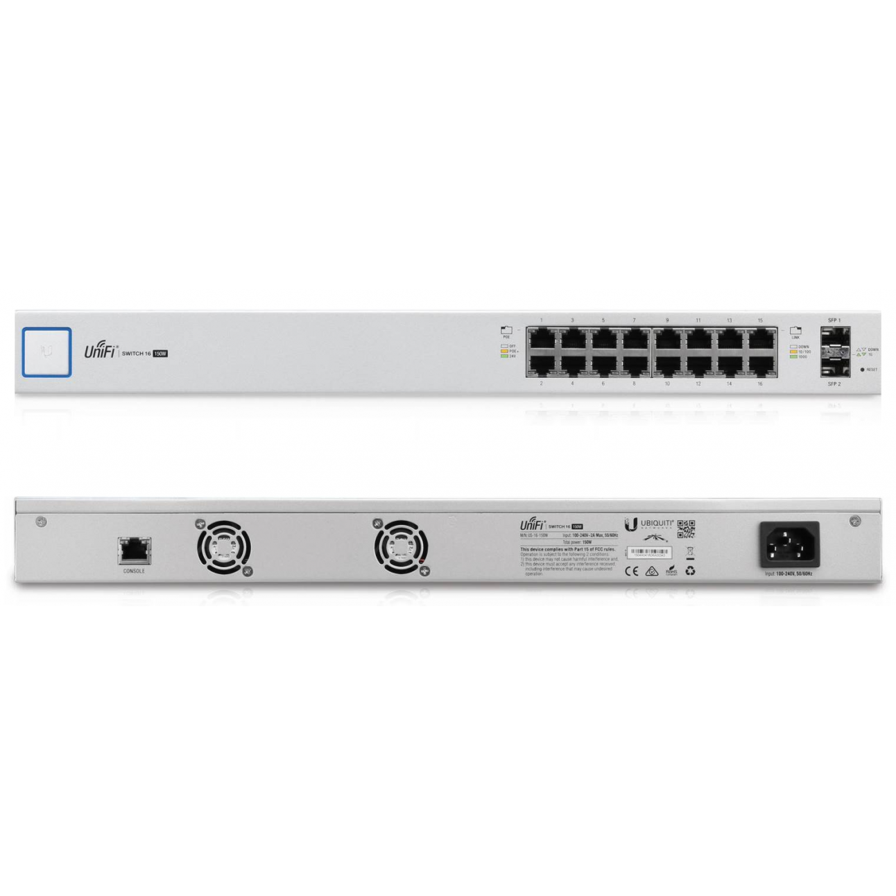 Коммутатор Ubiquiti UniFi Switch PoE, 16 портов, 150W