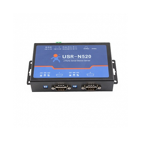 2-портовый конвертер интерфейсов RS232/RS422/RS485 в Ethernet TCP/IP, металл корпус