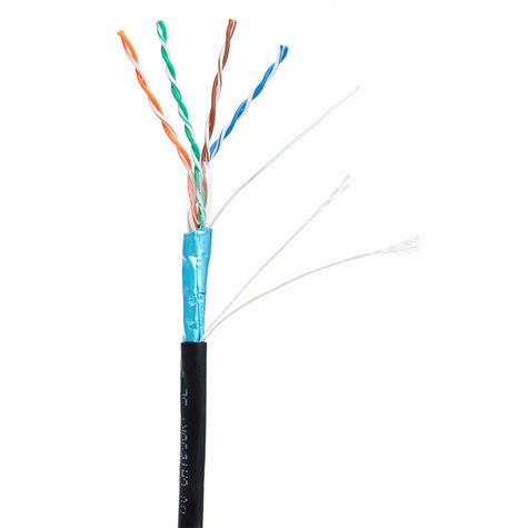 Кабель NETLAN F/UTP 4 пары, Кат.5e (Класс D), 100МГц, одножильный, BC (чистая медь), внешний, PE до -40C, черный, 305м