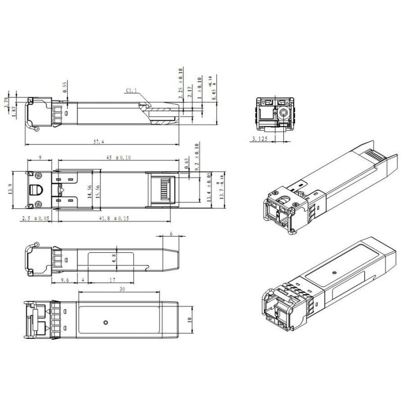 Модуль SFP+ DWDM оптический, дальность до 40км (14dB), 1548.51нм