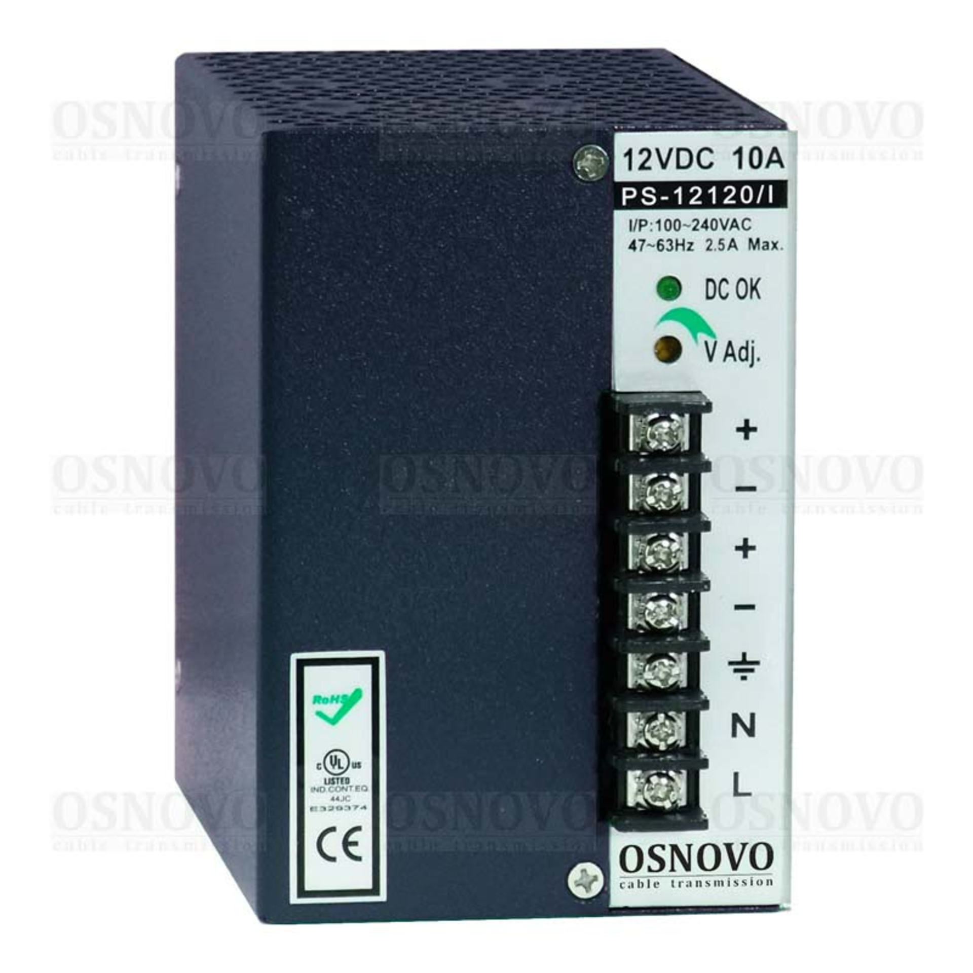 PS-12120/I, Промышленный блок питания. DC12V, 10A (120W). OSNOVO