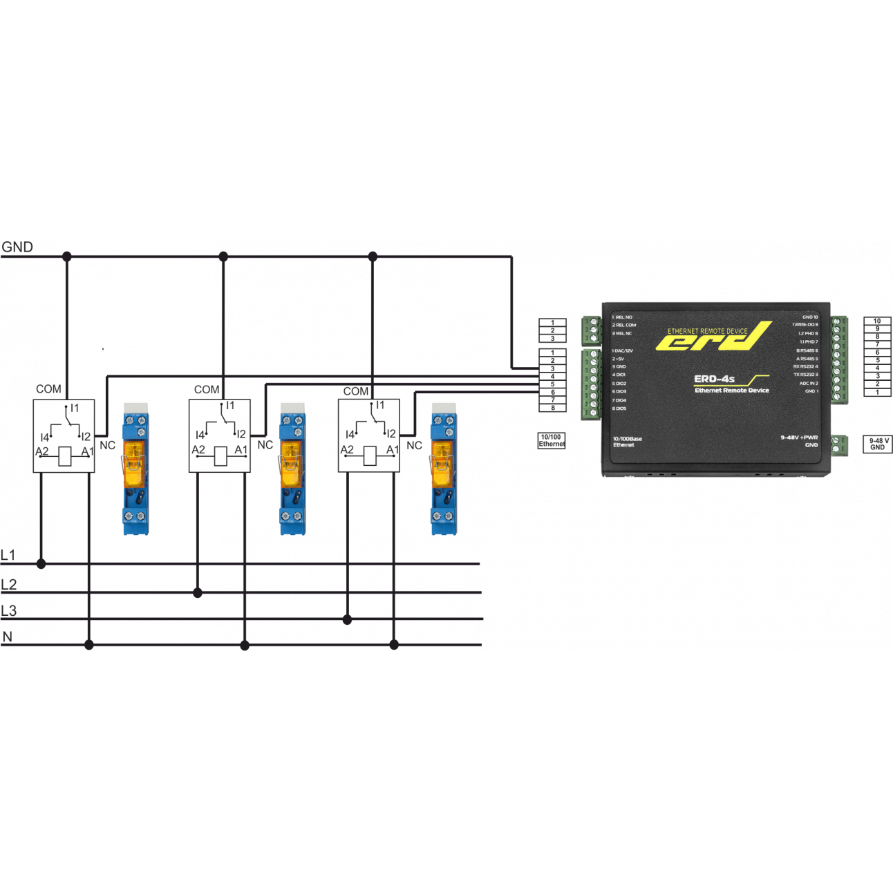 Датчик напряжения на DIN рейку с дискретным выходом Phase Detector-DIN