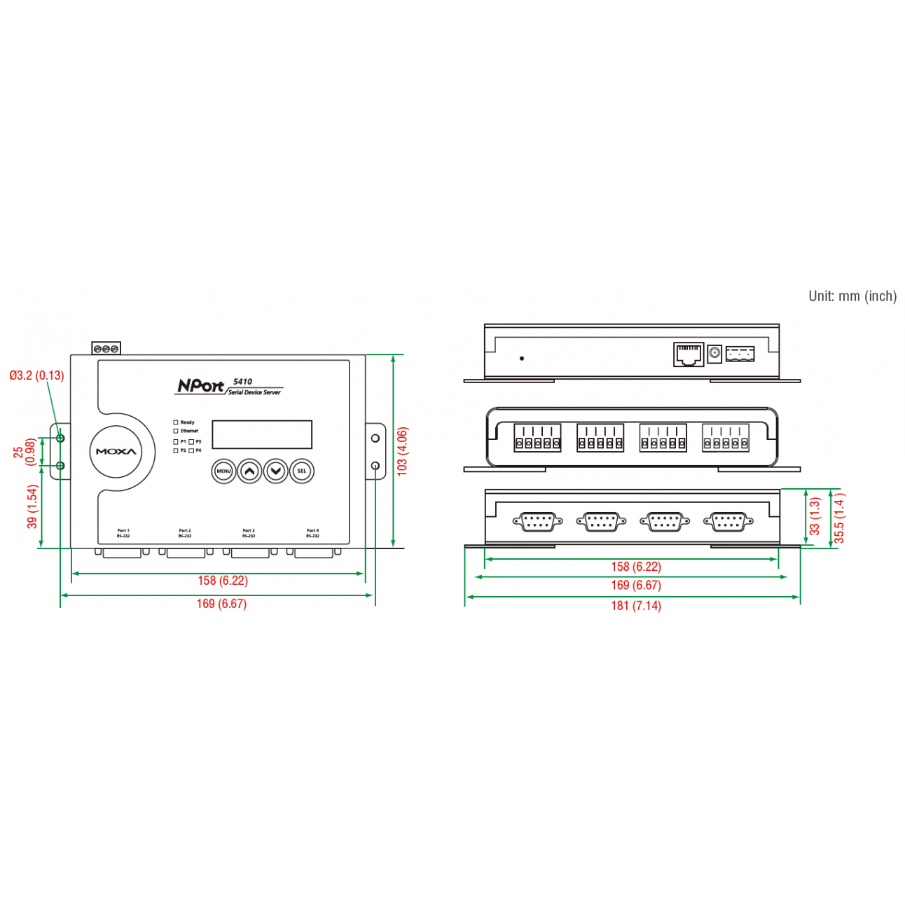 NPort 5430 4-портовый асинхронный сервер RS-422/485 в Ethernet MOXA