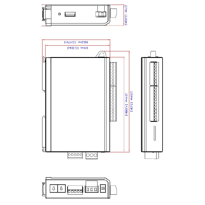 Устройство ввода/вывода, модуль ioLogik R1240-T Ethernet 8 AI, с расширенным диапазоном температур, MOXA