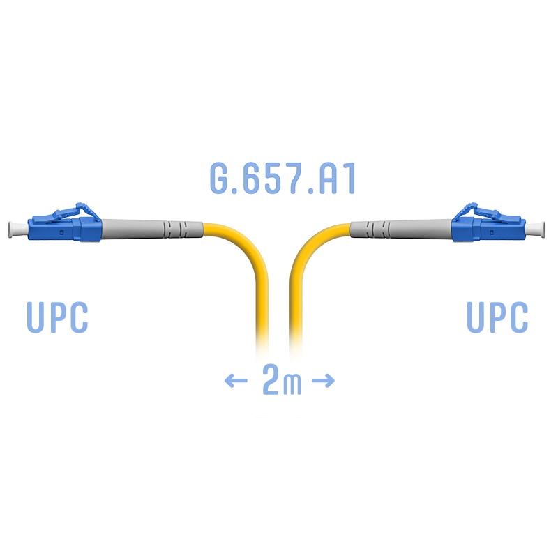 Патчкорд оптический прямой LC/UPC - LC/UPC, SM, Simplex, 2 метра (волокно G.657.A1)