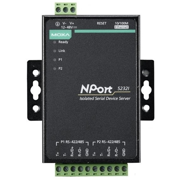 NPort 5232i 2-портовый асинхронный сервер RS-422/485 в Ethernet с изоляцией 2 КВ