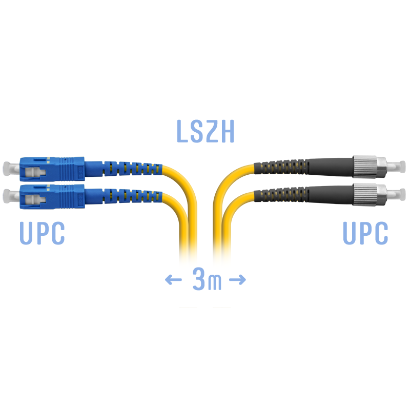 Патчкорд оптический FC/UPC-SC/UPC SM Duplex 3метра