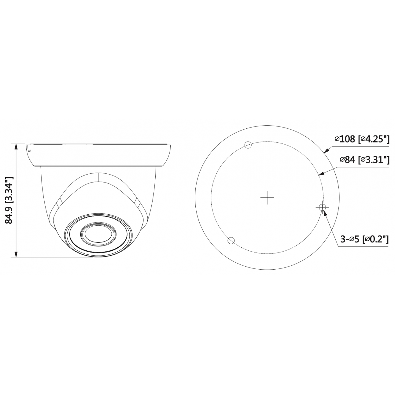 IP-камера видеонаблюдения купольная Dahua DH-IPC-HDW1220SP-0280B 1080p/D1/CIF (1~25 к/c), 0.1 лк / F2.0 (цвет), ИК до 30 м., DC12В/PОE; IP67