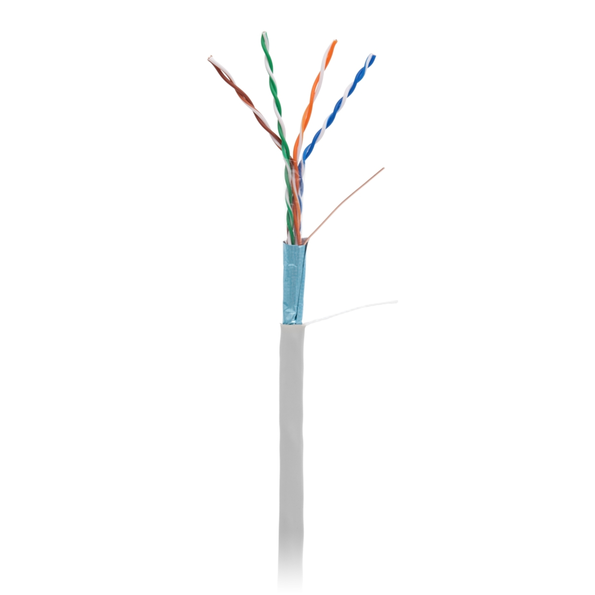 Кабель NETLAN F/UTP 4 пары, Кат.5e (Класс D), 100МГц, одножильный, BC (чистая медь), внутренний, PVC нг(B), серый, 100м