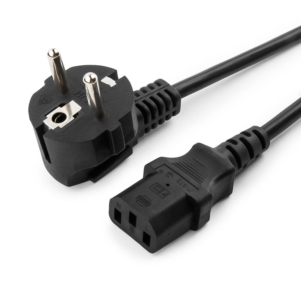 Кабель питания EU-Schuko/IEC320-C13, 220B, 6А, 1.8м