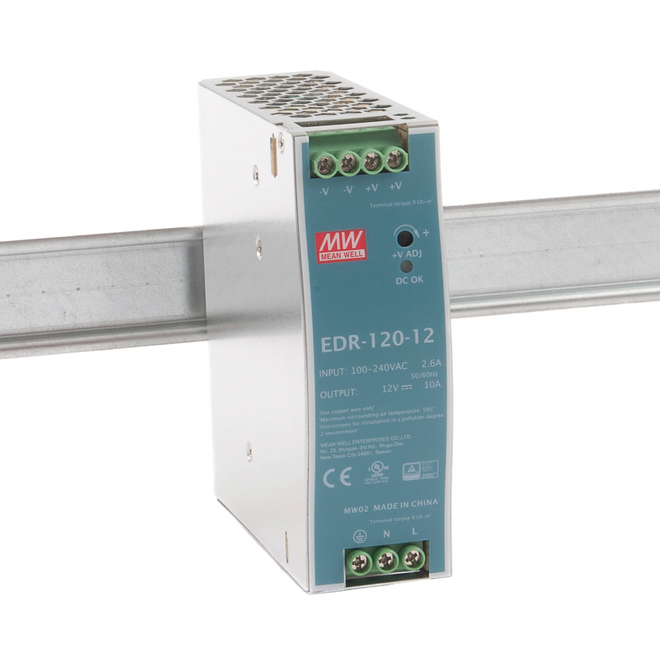 EDR-120-12 Блок питания на DIN-рейку, 12В, 10 А, 120Вт Mean Well