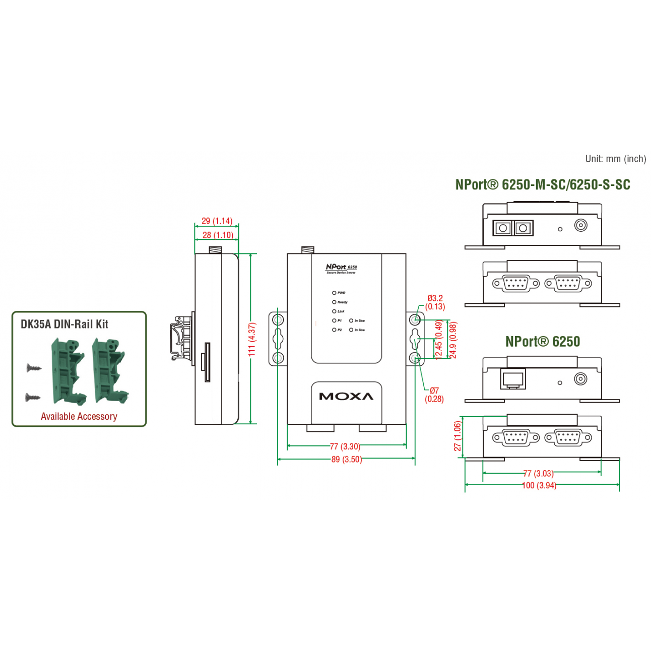 NPort 6250 2-портовый асинхронный сервер RS-232/422/485 в Ethernet с расширенным набором функций MOXA