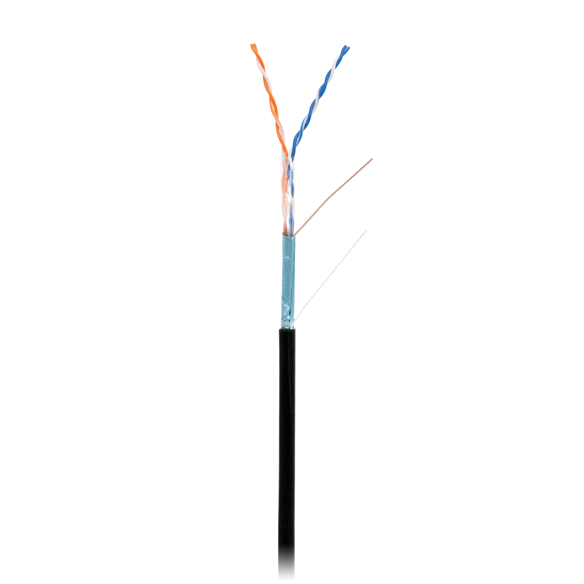Кабель NETLAN F/UTP 2 пары, Кат.5 (Класс D), 100МГц, одножильный, BC (чистая медь), внешний, PE до -40C, черный, 305м