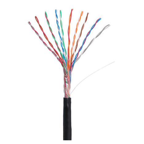 Кабель NETLAN U/UTP 10 пар, Кат.5 (Класс D), 100МГц, одножильный, BC (чистая медь), внешний, PE до -40C, черный, 305м