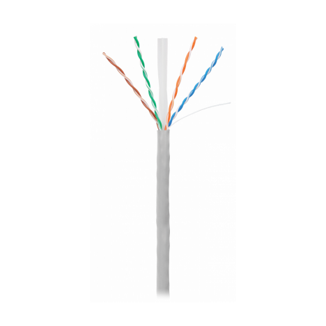 Кабель NETLAN U/UTP 4 пары, Кат.6 (Класс E), 250МГц, одножильный, BC (чистая медь), внутренний, PVC нг(B), серый, 305м