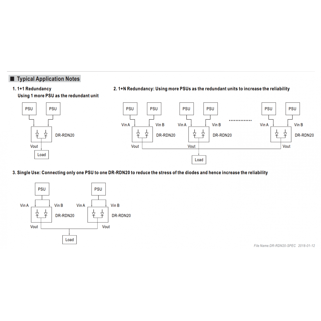 DR-RDN20 Модуль резервирования питания Вх:21-28В; Вых:24В/20A Mean Well