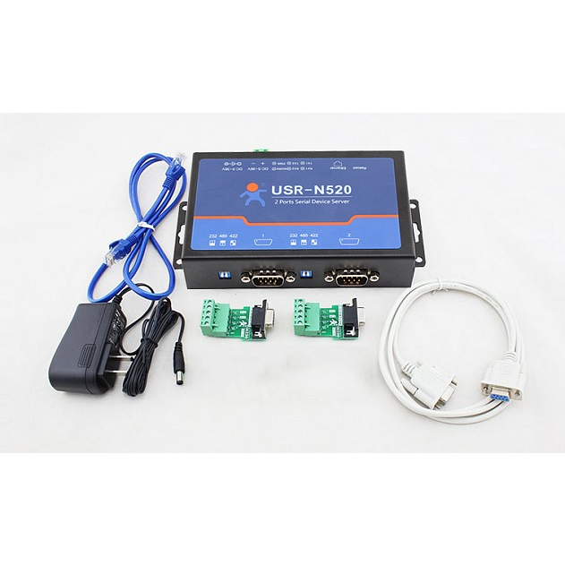 2-портовый конвертер интерфейсов RS232/RS422/RS485 в Ethernet TCP/IP, металл корпус