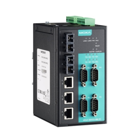 NPort S8455I-SS-SC 4-портовый преобразователь RS-232/422/485 в Ethernet cо встроенным Ethernet-коммутатором