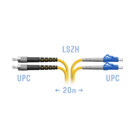 Патчкорд оптический LC-FC/UPC SM Duplex 20метров