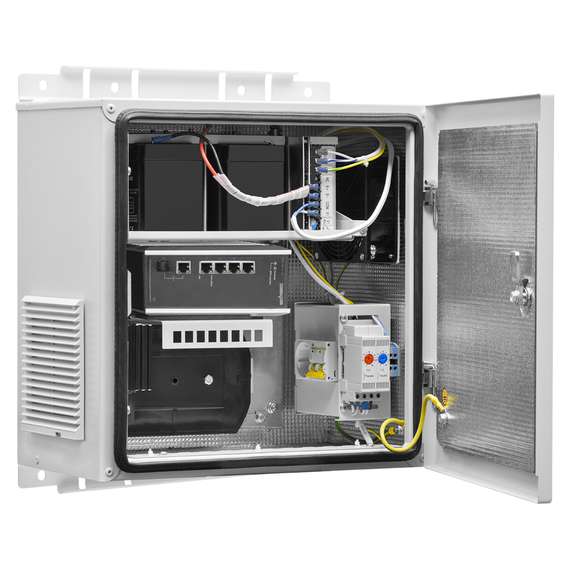 Настенный термошкаф 400x400x250 мм, IP54, с ИБП