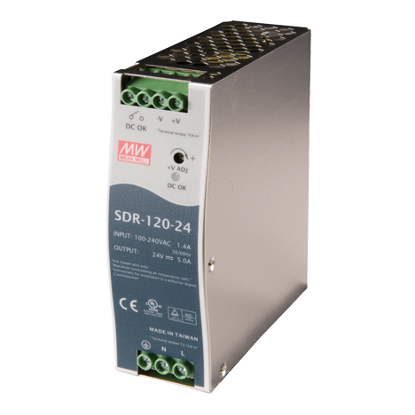 SDR-120-24 Блок питания на DIN-рейку, 24В, 5А, 120Вт Mean Well