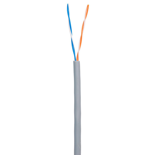 Кабель NETLAN U/UTP 2 пары, Кат.5 (Класс D), 100МГц, одножильный, BC (чистая медь), внутренний, PVC нг(B), серый, 500м
