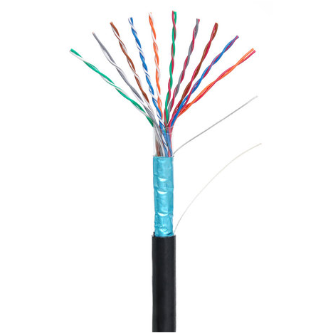 Кабель NETLAN F/UTP 10 пар, Кат.5 (Класс D), 100МГц, одножильный, BC (чистая медь), внешний, PE до -40C, черный, 305м