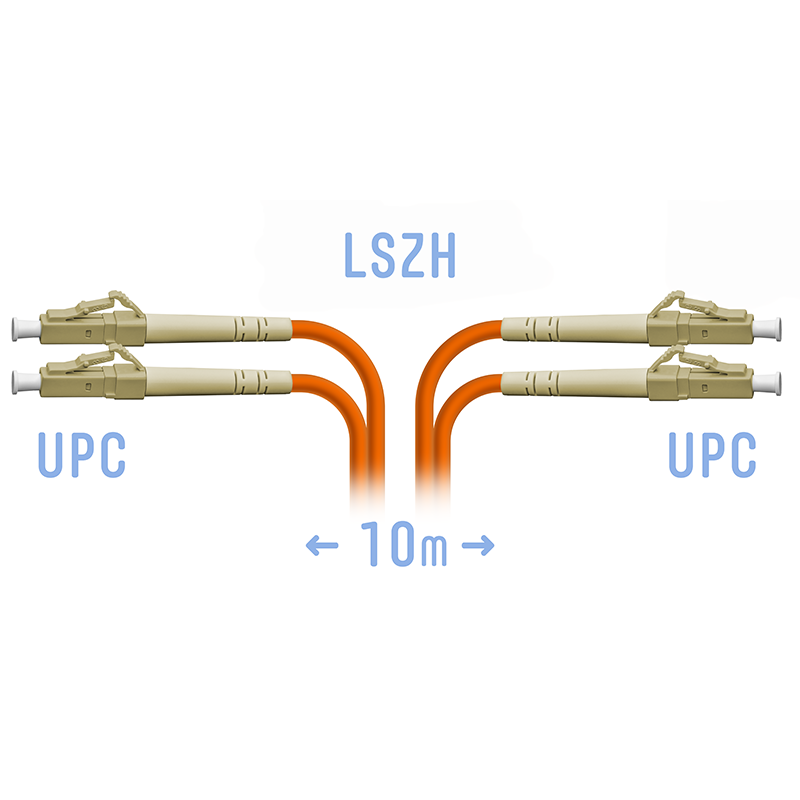 Патчкорд оптический LC/UPC MM (OM2) Duplex 10 метров
