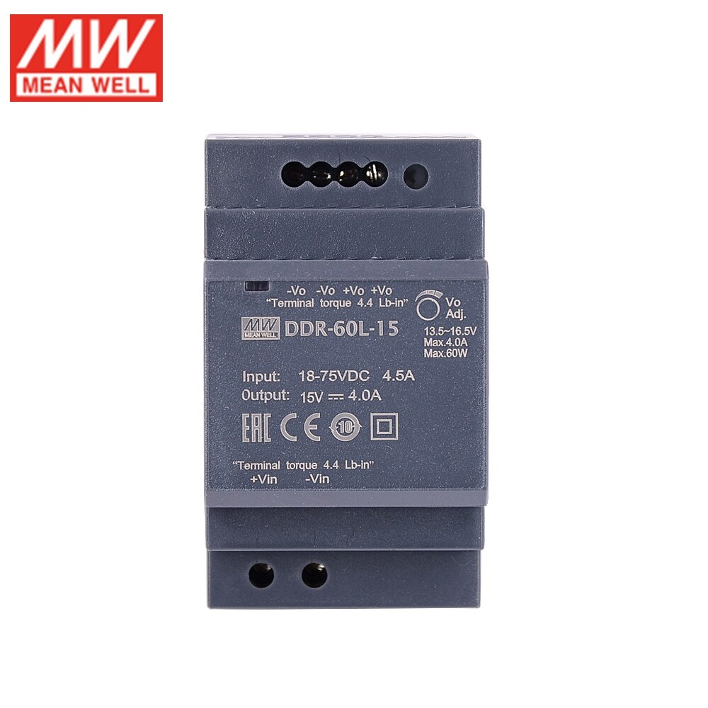DDR-60L-15, DC/DC преобразователь, 60Вт, вход 18-75В,выход 15В/4А Mean Well