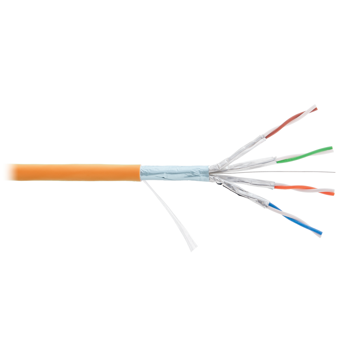 Кабель NIKOLAN F/FTP 4 пары, Кат.6a (Класс Eа), тест по ISO/IEC, 500МГц, одножильный, BC (чистая медь), 23AWG (0,56мм), внутренний, LSZH нг(А)-HFLTx, 