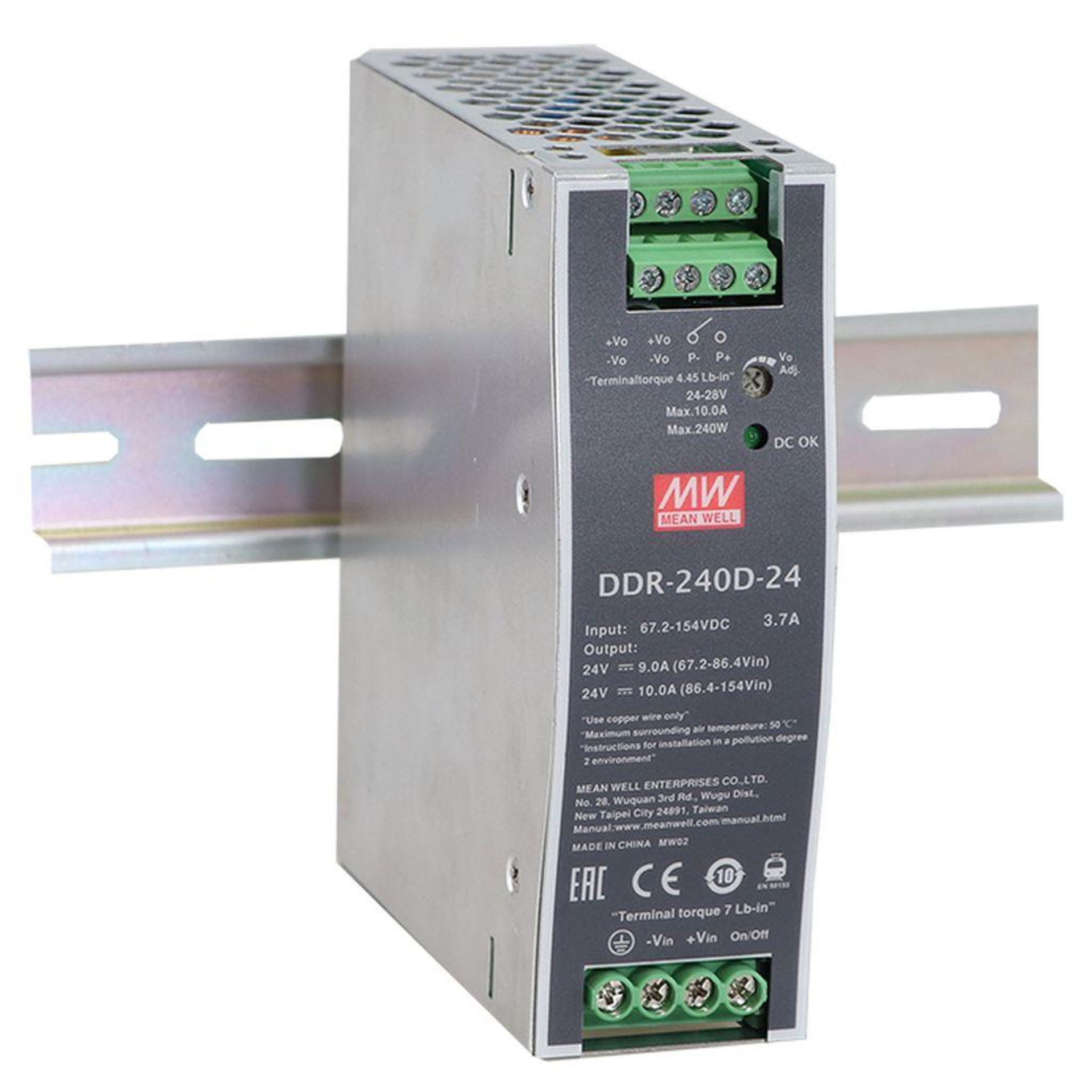DDR-240C-48 Преобразователь: DC/DC; 240Вт; Uвх:33,6-67,2В; Uвых:48ВDC; Iвых:5А, Mean Well