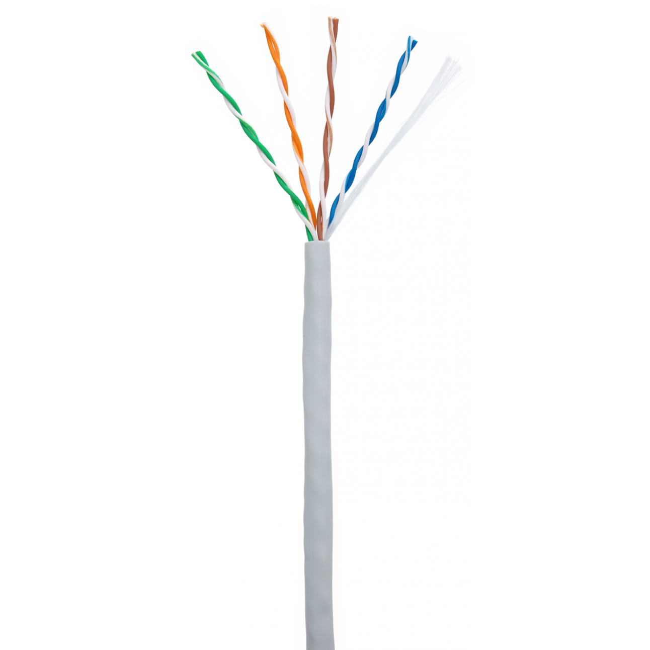 Кабель NETLAN U/UTP 4 пары, Кат.5e (Класс D), 100МГц, одножильный, BC (чистая медь), внутренний, PVC нг(B), серый, 100м
