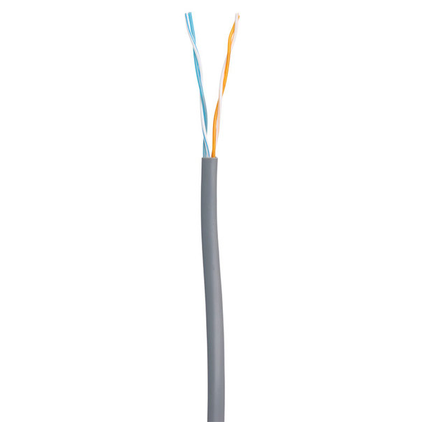 Кабель NETLAN U/UTP 2 пары, Кат.5 (Класс D), 100МГц, одножильный, BC (чистая медь), внутренний, PVC нг(B), серый, 100м