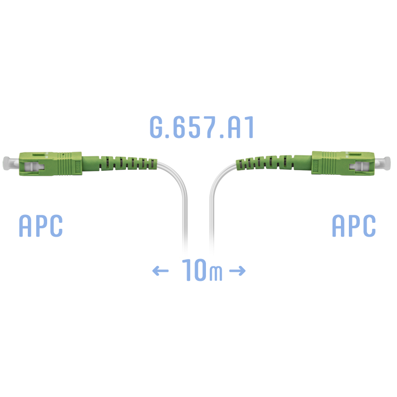 Патчкорд оптический FTTH SC/APC, кабель 604-02-01W, 10 метров