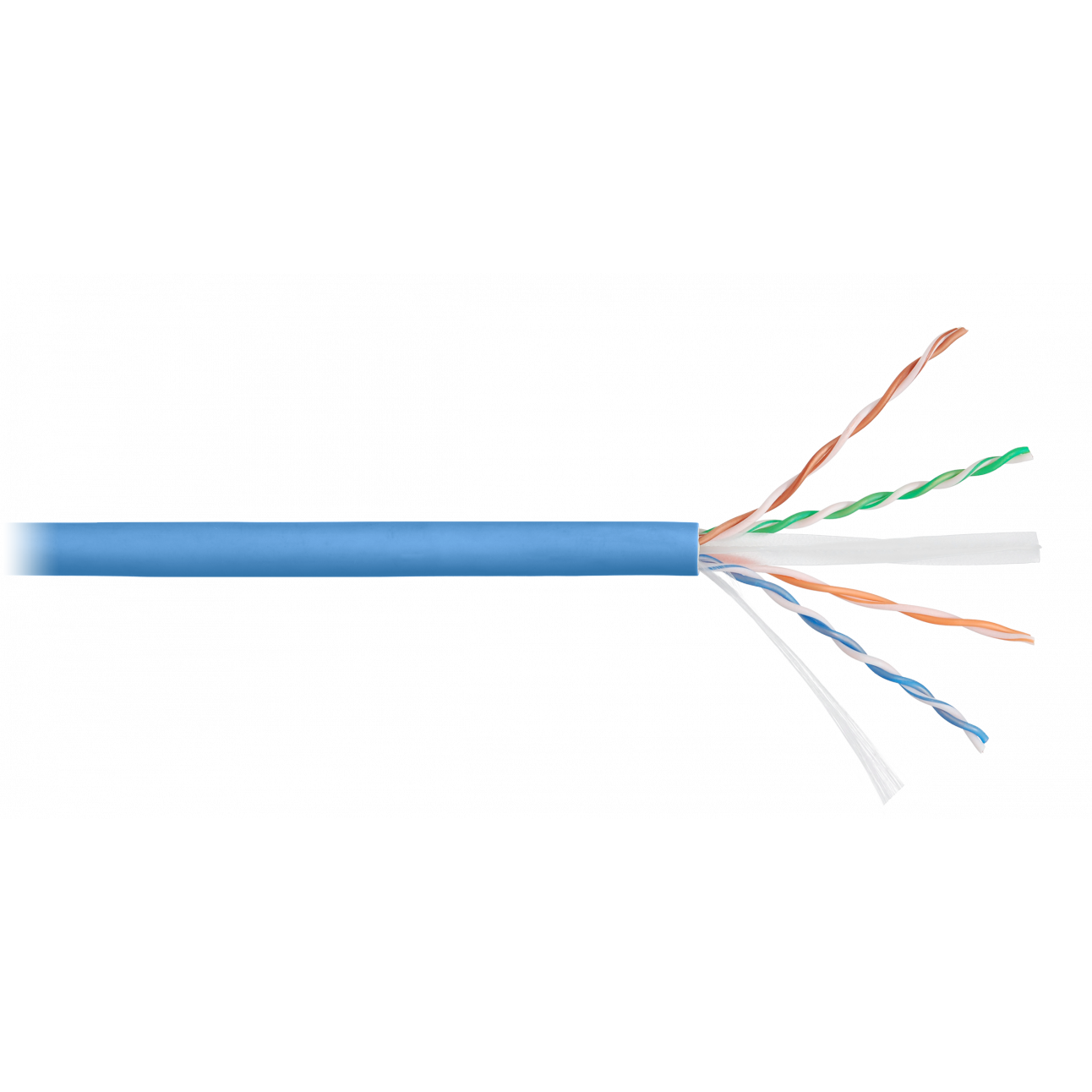 Кабель NIKOLAN U/UTP 4 пары, Кат.6a, одножильный, BC (чистая медь), 23AWG (0,57мм), внутренний, LSZH нг(А)-HFLTx, голубой, 500м