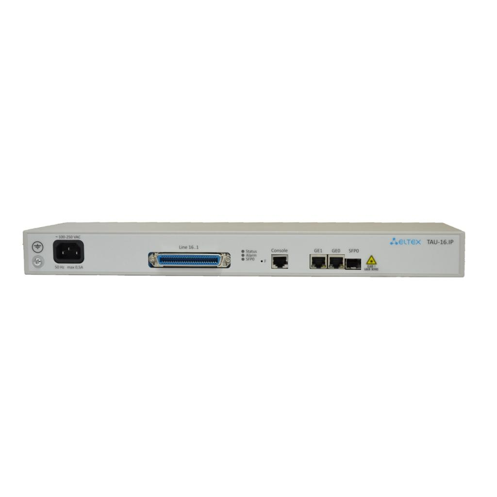 VoIP-шлюз Eltex TAU-16.IP: 16xFXS, 3xRJ45-10/100/1000, SIP/H.323, 1U, AC 220V