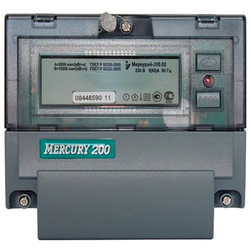 Счетчик Меркурий 200.02 1Ф, 5-60А, 1.0 класс, многотарифный, CAN, ЖКИ