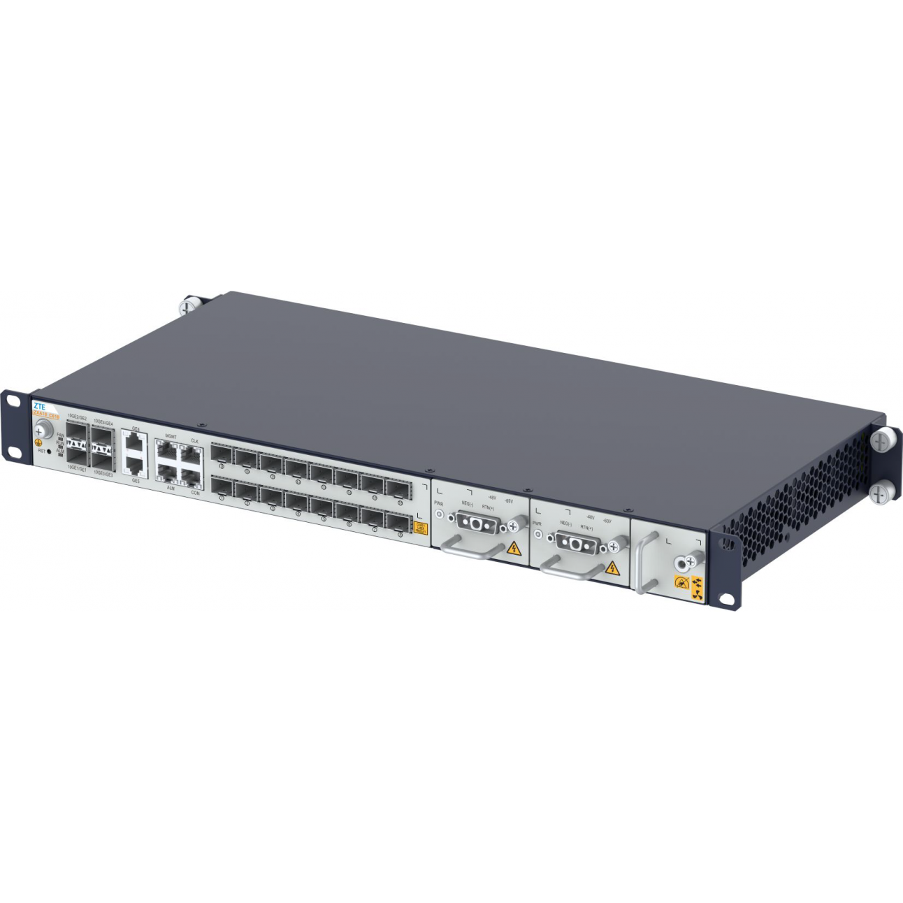 OLT ZTE   ZXA10 C610E/16G-T-DC с 16 портами GPON (SFP), 4хSFP+, 2xRJ-45, 2xБП DC