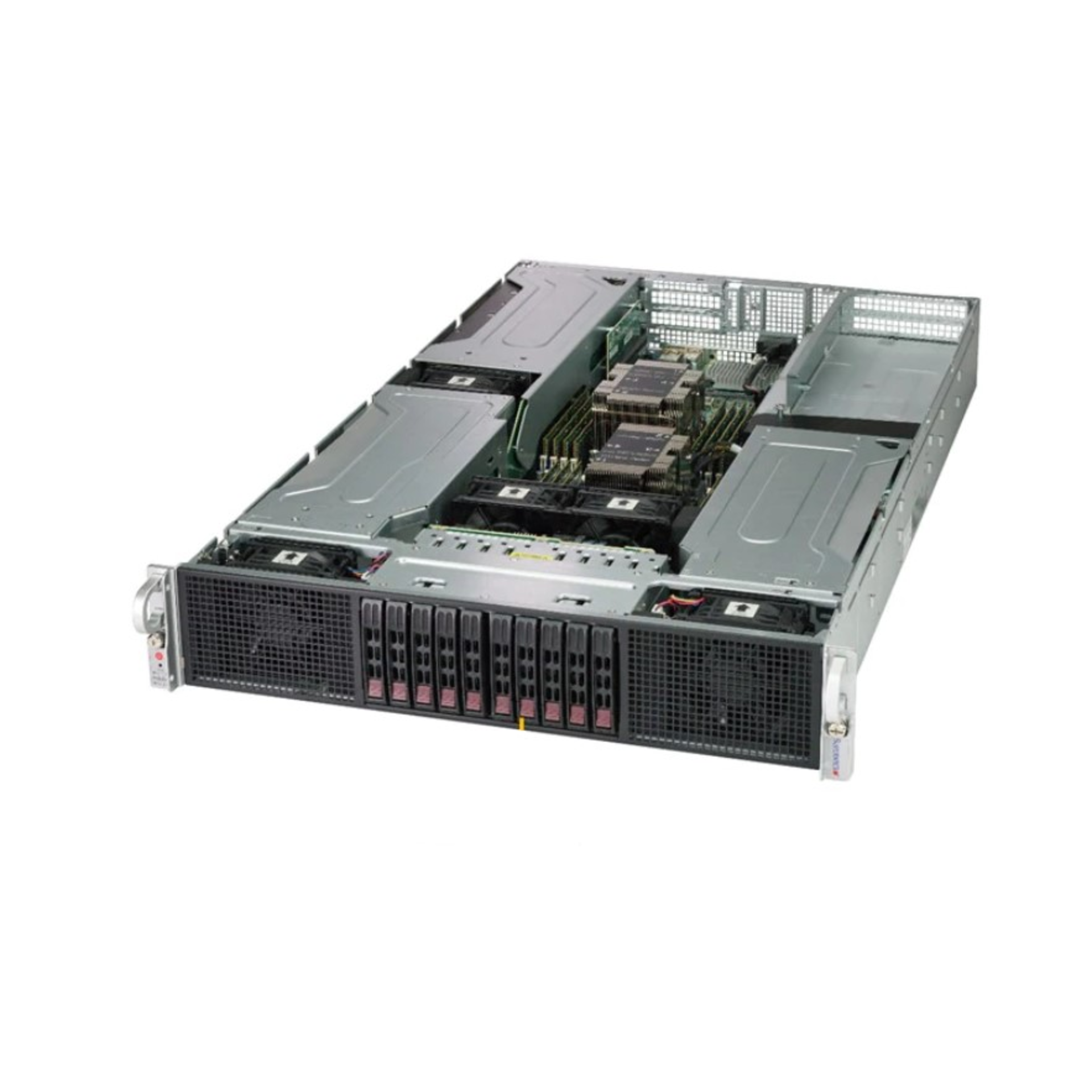 Платформа Supermicro 2U 2029GP-TR, до двух процессоров Intel Scalable, DDR4, 10x2,5 HDD SATA, до шести графических ускорителей