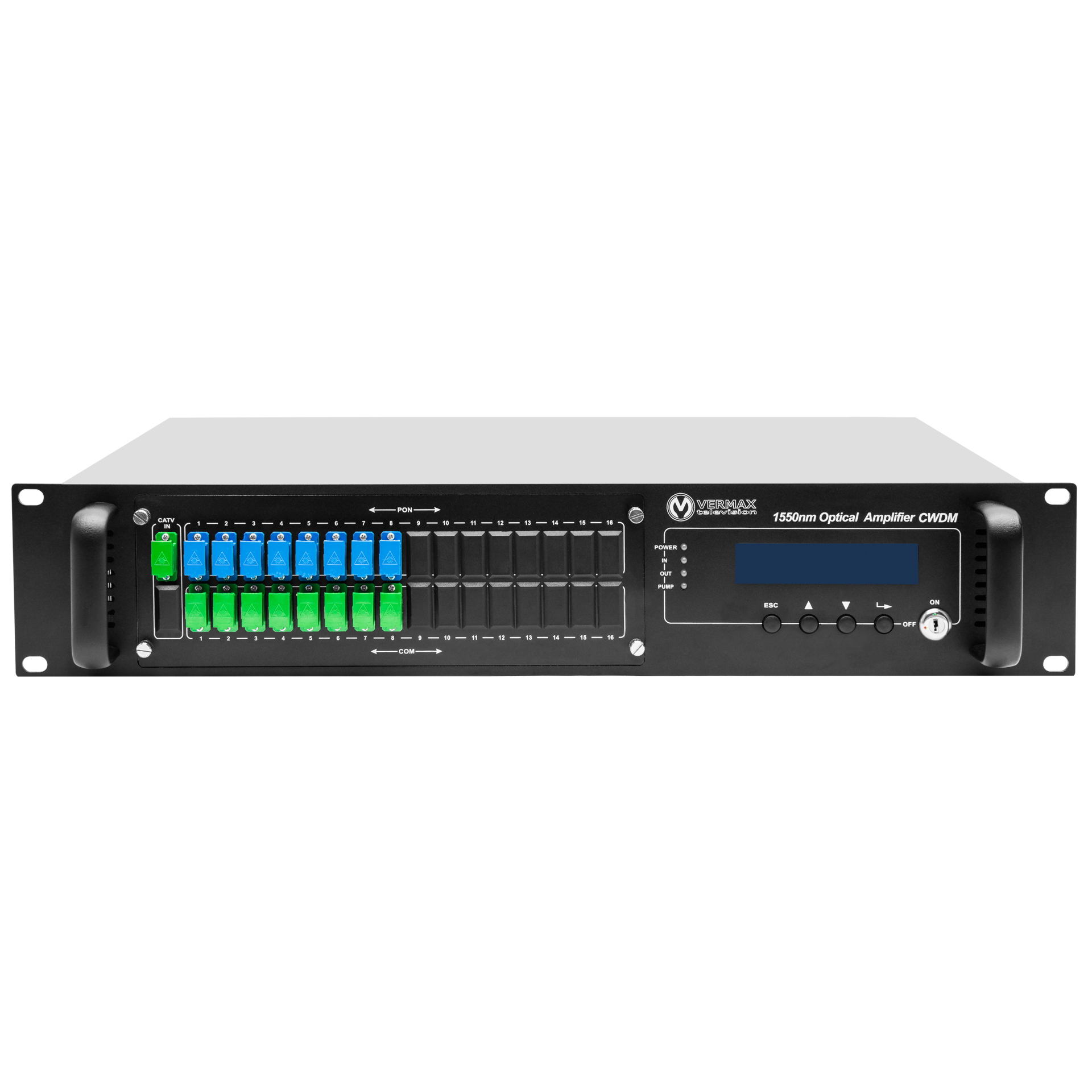 Оптический усилитель VERMAX для сетей КТВ, 16*16dBm, WDM фильтр PON