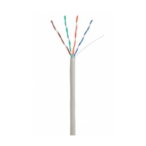 Кабель NETLAN U/UTP 4 пары, Кат.5e (Класс D), 100МГц, одножильный, BC (чистая медь), внутренний, PVC нг(B), серый, 305м