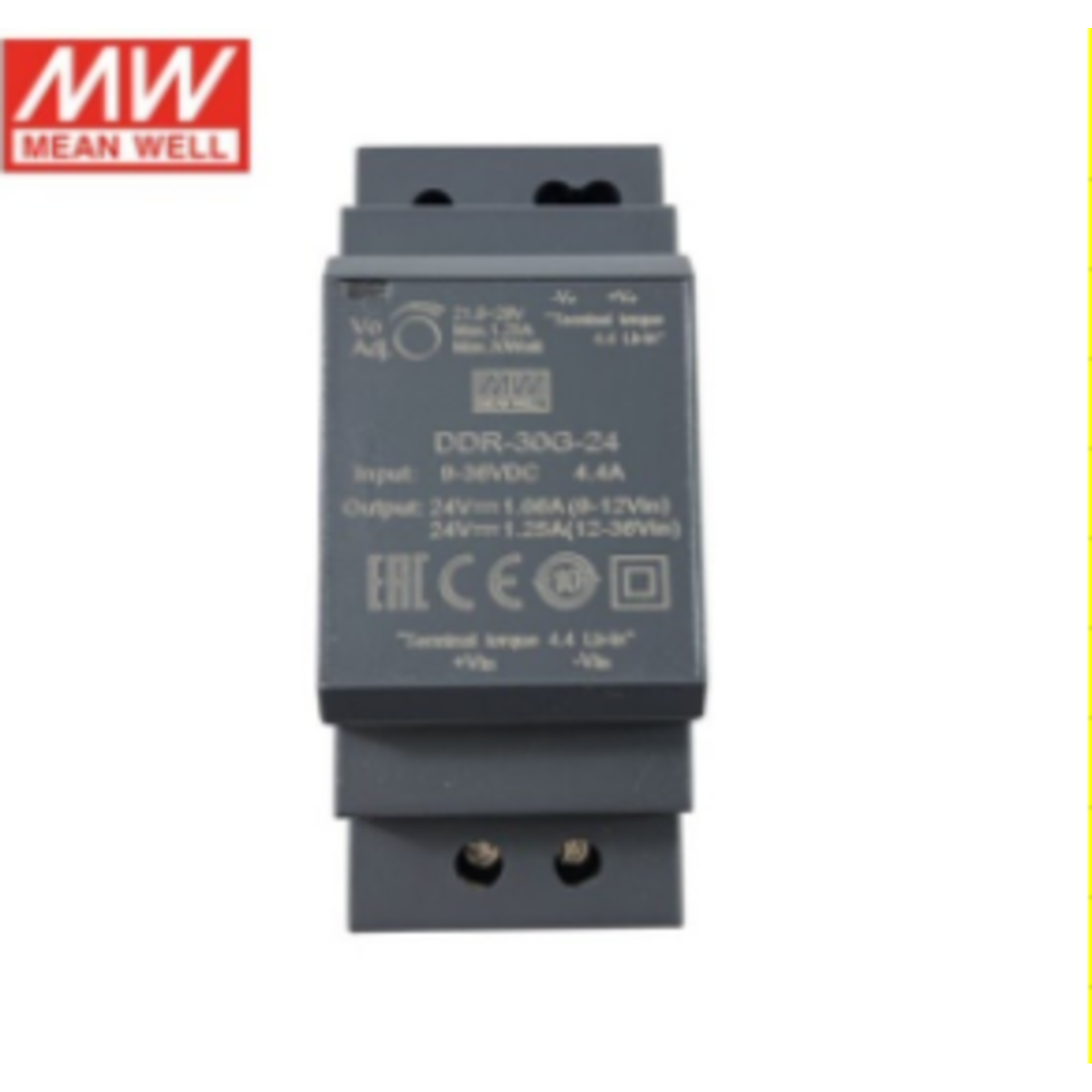 DDR-30G-24, DC/DC преобразователь, 30Вт, вход 9-36В,выход 24В/1.25А Mean Well