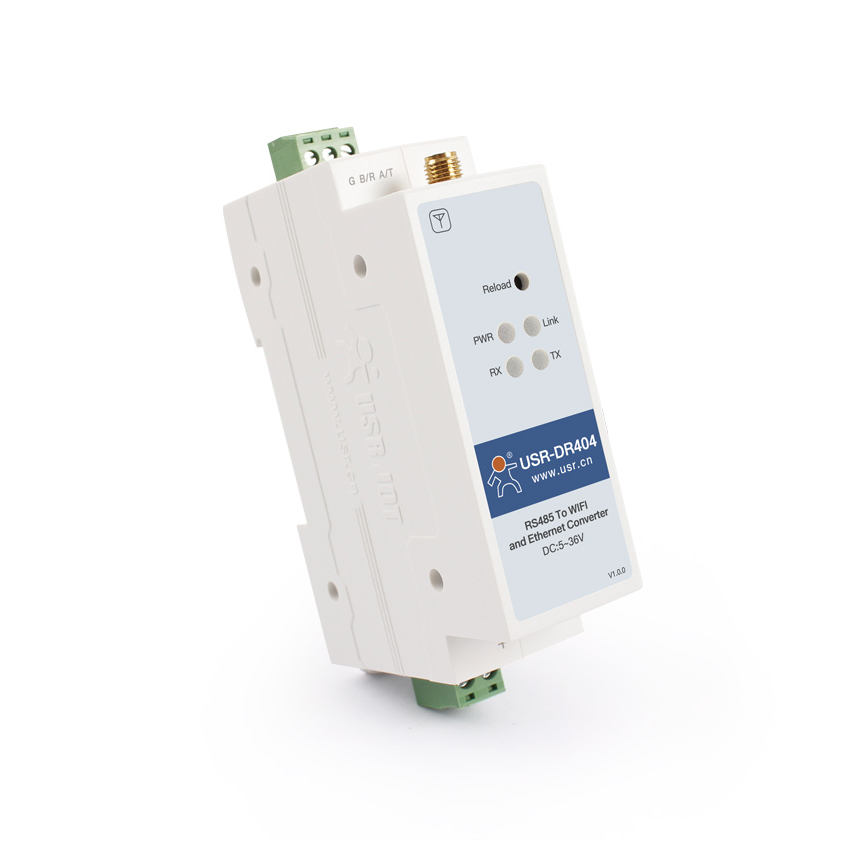 USR-DR404, 1-портовый конвертер интерфейсов RS485 в Wi-Fi/Ethernet на DIN-рейку