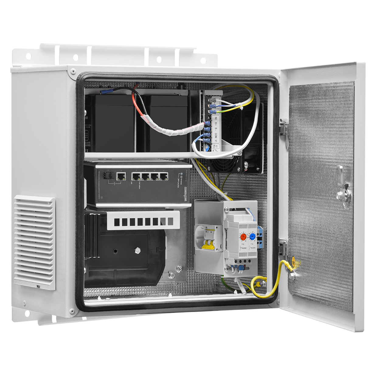 Настенный термошкаф 400x400x250 мм, IP54, с ИБП