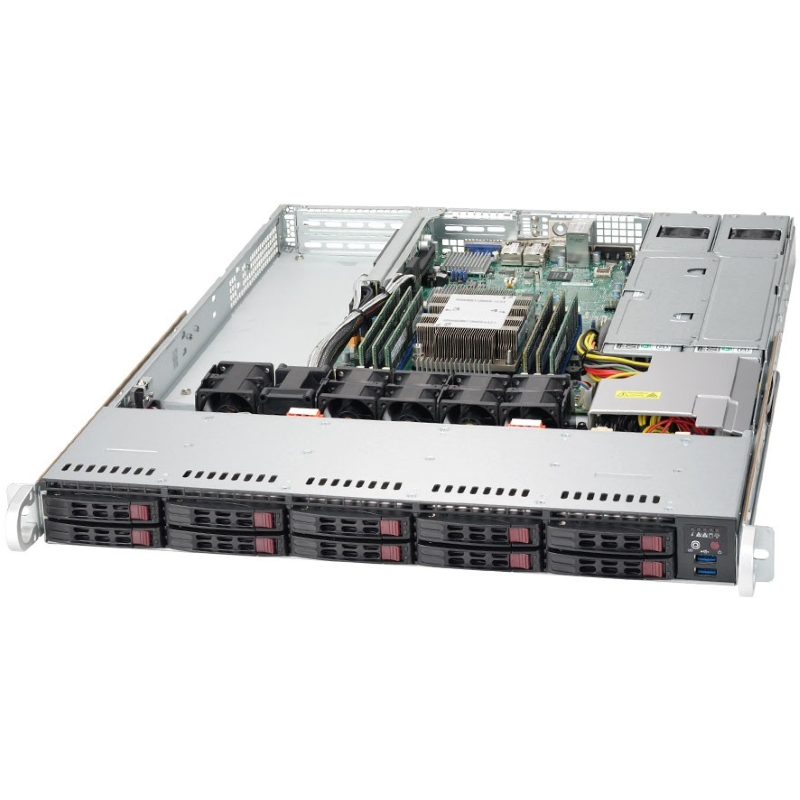 Платформа Supermicro 1U SYS-1019P-WTR, до одного процессора Intel  Xeon Scalable, DDR4, 10x2,5 HDD SATA, 2x10GBase-T